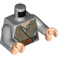 Lego Torso Open Neck Shirt, Dark Tan Tied Robe, Dark Orange Belt Print, Light Bluish Gray Arms, Light Nougat Hands / Light Bluish Gray