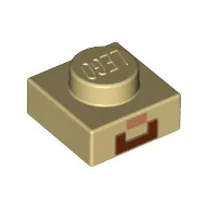 Plate 1 x 1 with Minecraft Steve Nose and Mouth Print / Tan