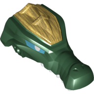 Lego Large Figure Head Crocodile Upper Jaw with Teeth and Gold Armor Print / Dark Green