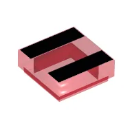 Tile 1 x 1 with Black Stripe Print / Trans-Red