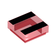 Lego Tile 1 x 1 with Black Stripe print / Trans-Red