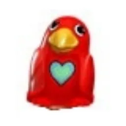 Primo Animal Bird Small with Medium Blue Heart Print / Red