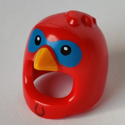 Lego Costume / Mask, Bird with Blue Eyes and Orange Beak Print / Red