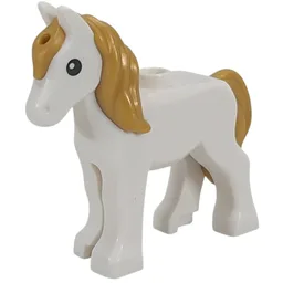 Animal, Foal, Long Mane Pearl Gold with Black Eyes Print / White