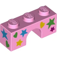 Brick Arch 1 x 3 with Hearts and Stars Print