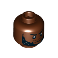 Lego Minifig Head M'Baku, Bushy Beard, Stubbled Moustache, Mean Smile print / Reddish Brown