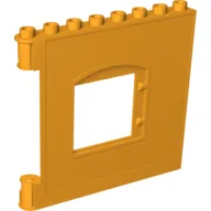 Duplo Building Wall 1 x 8 x 6 with Window Opening, Hinge on Left / Bright Light Orange