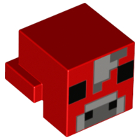 Lego Creature Head Pixelated with Light Bluish Gray, Dark Bluish Gray and Black Face Pattern (Minecraft Mooshroom) (Undetermined Type)