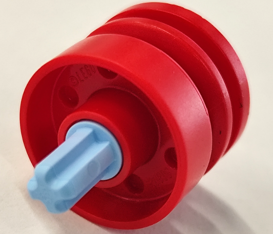 Lego Wheel 18mm D. x 14mm with Pin Hole, Fake Bolts and Shallow Spokes with Fixed Rotatable Bright Light Blue Technic, Axle 1L with Pin without Friction Ridges with Squared Hole (55981 / 5794)