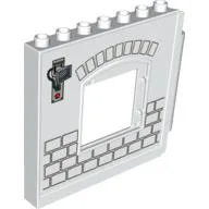 Duplo Building Wall 1 x 8 x 6 with Window Opening, Hinge on Right with Bricks Print / White