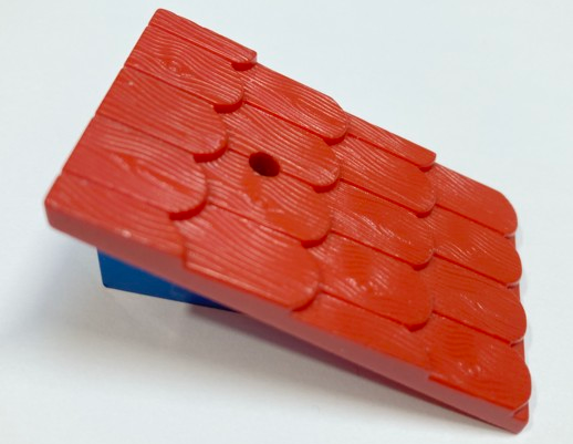 Lego Fabuland, Roof Support with Red Roof Slope with Chimney Hole / Blue