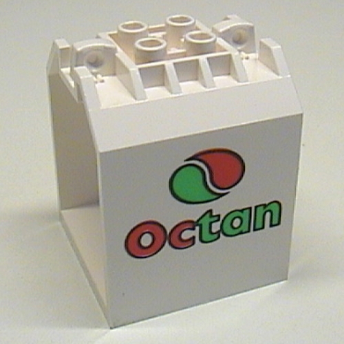 Lego Container / Box, Open Ended 4 x 4 x 4 with 1 Hinge Finger Each End with 'Octan' Print
