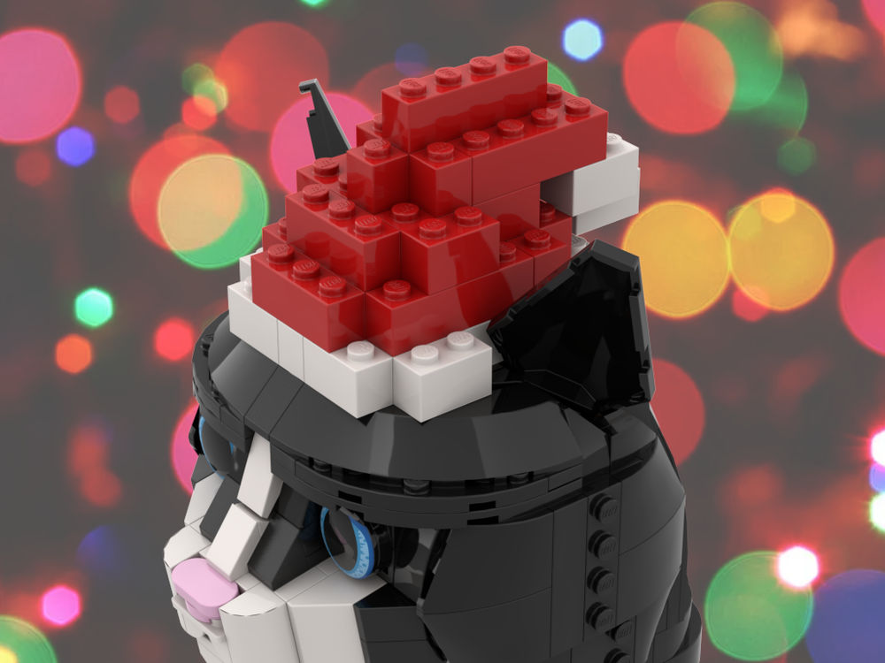 Lego Santa Hat for Tuxedo Cat