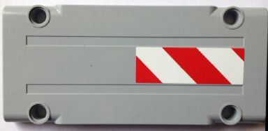 Lego Technic, Panel Plate 5 x 11 x 1 with Red and White Danger Stripes Pattern Model Left Side (Sticker) - Set 8110