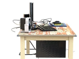 Screen, table, mouse, speaker
