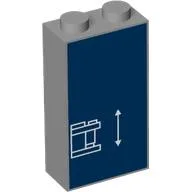 Brick 1 x 2 x 3 with White BluePrint Lines on Dark Blue Background Print / Light Bluish Gray