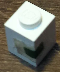 Brick 1 x 1 with Green Rectangle Pattern (Sticker) - Set 1650-1