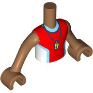 Lego Minidoll Torso Boy with Red/White/Dark Azure Shirt, Whistle print, Medium Nougat Arms and Hands / Medium Nougat