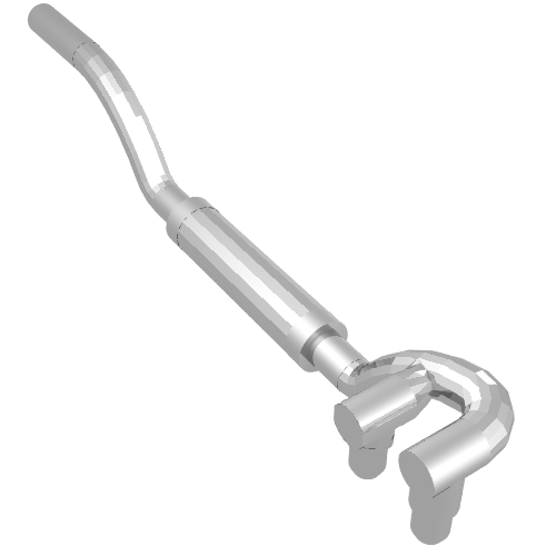 Lego Exhaust Pipe Twin Inlet 11L Left / Chrome Silver