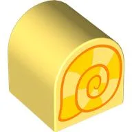 Duplo Brick 2 x 2 x 2 Curved Top with Yellow and Orange Snail House Print / Bright Light Yellow