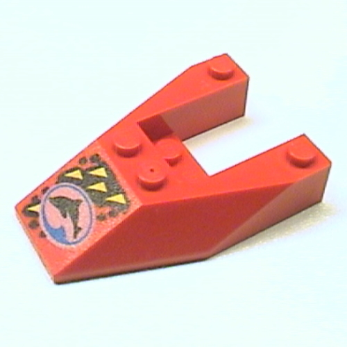 Lego Brick Wedged, Sloped 6 x 4 Cutout, No Stud Notches with Divers Blue Team Logo Print