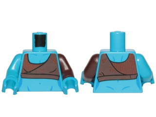 Lego Torso Female SW Wrap Halter Top with Dotted Lines, Bare Skin, Thin Muscle Lines, Belly Button Pattern (Aayla Secura) / Dark Brown Arm Left / Dark Azure Arm Right / Dark Azure Hands