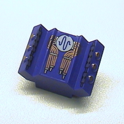 Lego Brick Sloped 2 x 2 No Studs with Angled Side Block Extensions and Pulse Print