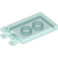 Tile Special 2 x 3 with 2 Clips without Tab between Clips / Trans-Light Blue