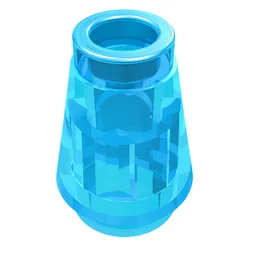 Cone 1 x 1 [Top Groove] / Trans-Light Blue