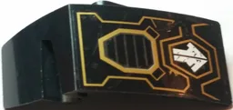 Technic, Panel Car Mudguard Left with White Arrow, Vent Grille and Tubing on Gold Outline Pattern (Sticker) - Set 70723
