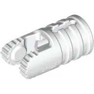 Hinge Cylinder 1 x 2 Locking with 2 Click Fingers and Axle Hole, 9 Teeth / White