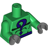 Lego Torso Bodysuit, Dark Purple Question Mark and Belt print, Green Arms, Dark Bluish Gray Hands / Green
