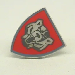Shield Triangular with Red and Gold Santis Bear Print / Very Light Bluish Gray