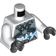 Lego Torso Silver Body Armor with Blue Camouflage Print, White Arms, Black Hands / White