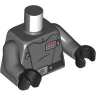 Torso, Imperial Admiral Uniform, Red/Blue Badge, Black Belt Print, Dark Bluish Gray Arms, Black Hands / Dark Bluish Gray