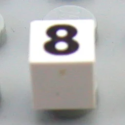 Modulex Tile 1 x 1 with Black '8' Print with No Lining / Modulex White