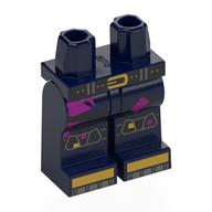 Lego Hips and Dark Blue Legs with Black Belt, Kneepads, Gold Shoes, Dark Pink Patches print / Dark Blue