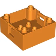 Duplo Container Box 4 x 4 with Studs on Corners with Airplane on Cloud and Dark Blue Stripe Print / Orange