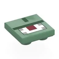 Tile Special 2 x 2 Inverted with Pixelated Dark Green, Dark Red, White and Gray Print (Minecraft Guardian) / Sand Green
