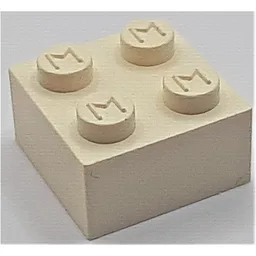 Modulex Brick 2 x 2 with M on Studs / Modulex White