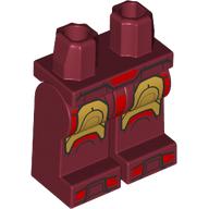 Lego Hips and Dark Red Legs with Gold/Red Iron Man Mark 3 Armor print / Dark Red
