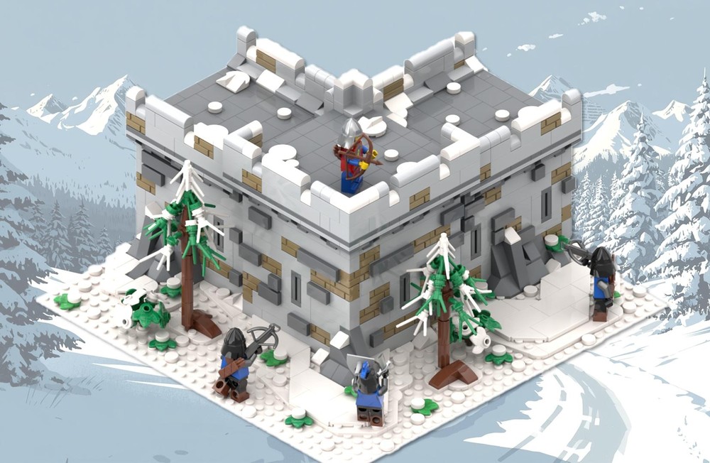 LEGO® / MOC / Brick Creation - Set 006 - The Outer Wall Without Tower - Winter Version