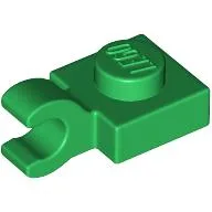 Plate Special 1 x 1 with Clip Horizontal [Thick Open O Clip] / Green