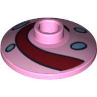 Lego Dish 2 x 2 Inverted [Radar] with Dark Red Swirl and Medium Blue Spots Print / Bright Pink