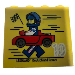 Brick 2 x 4 x 3 with 'LEGOLAND Deutschland Resort 10 2024' (Besuchsmeister Silver) Print / Yellow