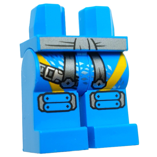 Lego Hips and Dark Azure Legs with Black Utility Belt, Straps, Knee Pads print (Nya) / Dark Azure