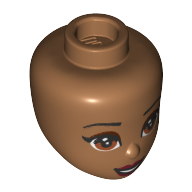 Lego Minidoll Head Brown Eyes, Dark Red Eye Shade, Dark Red Lips / Medium Nougat