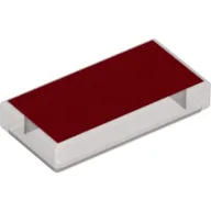 Tile 1 x 2 with Red Print / Trans-Brown