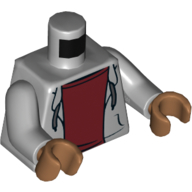Lego Torso Hoodie over Dark Red Undershirt, Laces, Pockets Print, Light Bluish Gray Arms, Medium Nougat Hands / Light Bluish Gray