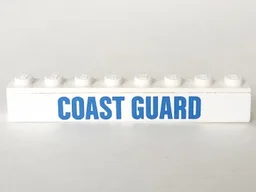 Brick 1 x 8 with Blue 'COAST GUARD' Pattern (Sticker) - Set 60166